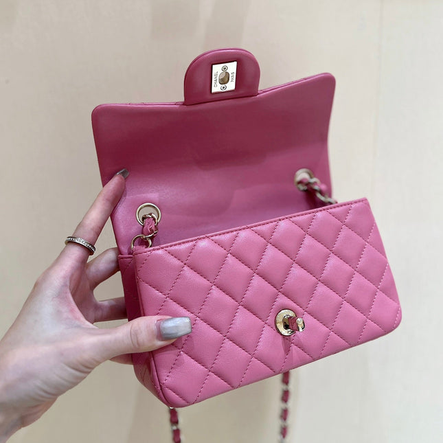 CHANEL 25S FLAP BAG 20 CM IN PINK LAMBSKIN WITH GOLD HARDWARE