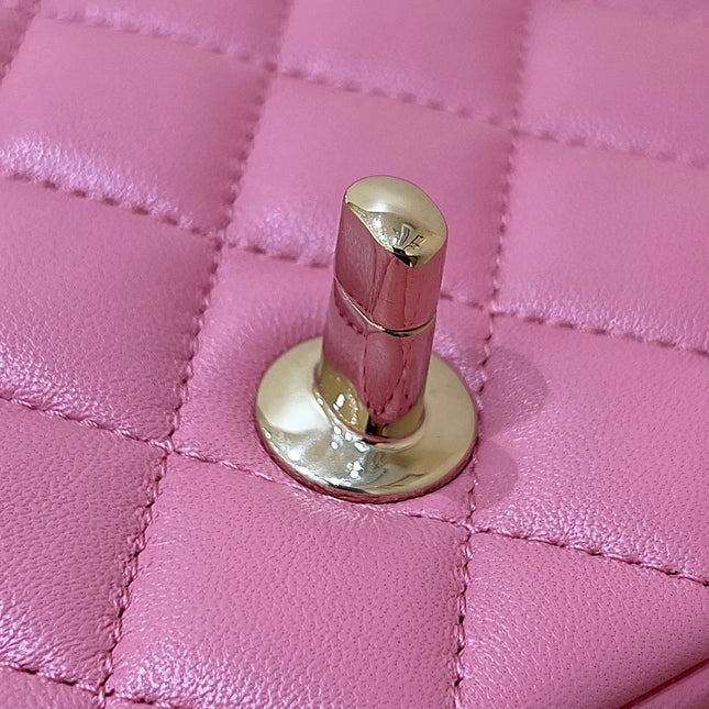 CHANEL 25S FLAP BAG 20 CM IN PINK LAMBSKIN WITH GOLD HARDWARE