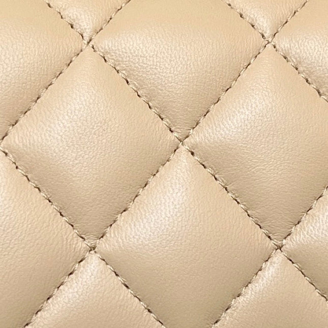 CHANEL 25S FLAP BAG 20 CM IN LIGHT BEIGE LAMBSKIN WITH GOLD HARDWARE