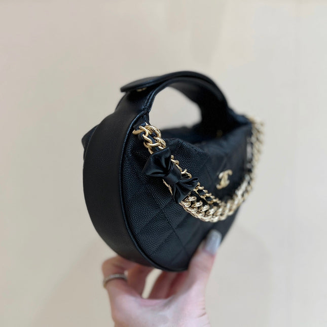 CHANEL 25S HALFMOON BAG 18 IN BLACK CALFSKIN