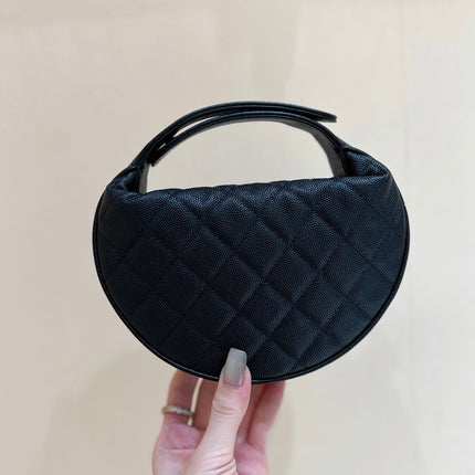 CHANEL 25S HALFMOON BAG 18 IN BLACK CALFSKIN