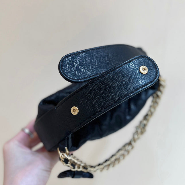CHANEL 25S HALFMOON BAG 18 IN BLACK CALFSKIN