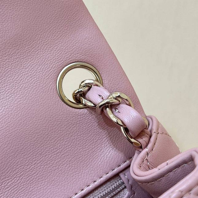 CHANEL 25S FLAP BAG 17 CM IN LIGHT PINK LAMBSKIN WITH GOLD HARDWARE
