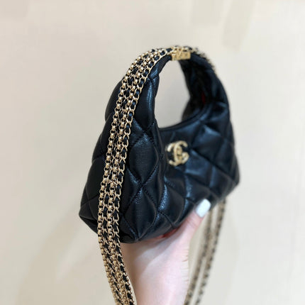CHANEL HOBO 20 IN BLACK CALFSKIN GOLD HARDWARE