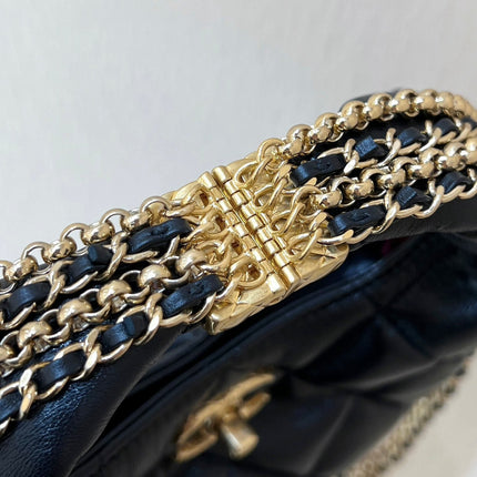 CHANEL HOBO 20 IN BLACK CALFSKIN GOLD HARDWARE