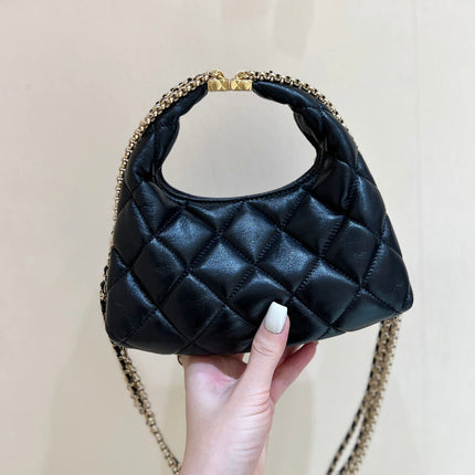 CHANEL HOBO 20 IN BLACK CALFSKIN GOLD HARDWARE