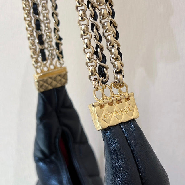 CHANEL HOBO 20 IN BLACK CALFSKIN GOLD HARDWARE