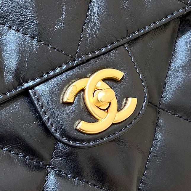 BOWLING BAG 44 IN BLACK SOFT LAMBSKIN GOLD HARDWARE