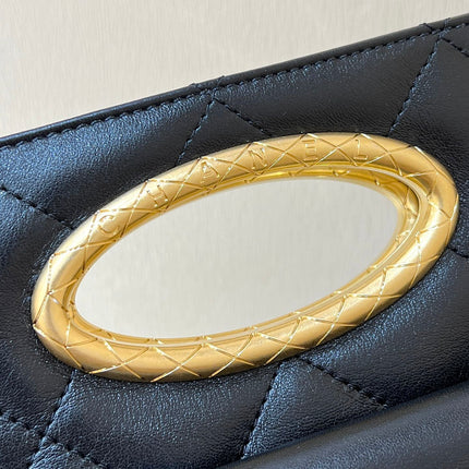 CLUTCH 25 IN BLACK SHEEPSKIN GOLD HARDWARE