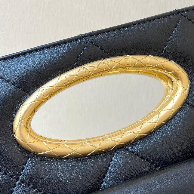 CLUTCH 25 IN BLACK SHEEPSKIN GOLD HARDWARE