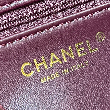 CHANEL TOP HANDLE 19 IN WINE RED LAMBSKIN GOLD HARDWARE