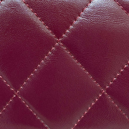 CHANEL TOP HANDLE 19 IN WINE RED LAMBSKIN GOLD HARDWARE