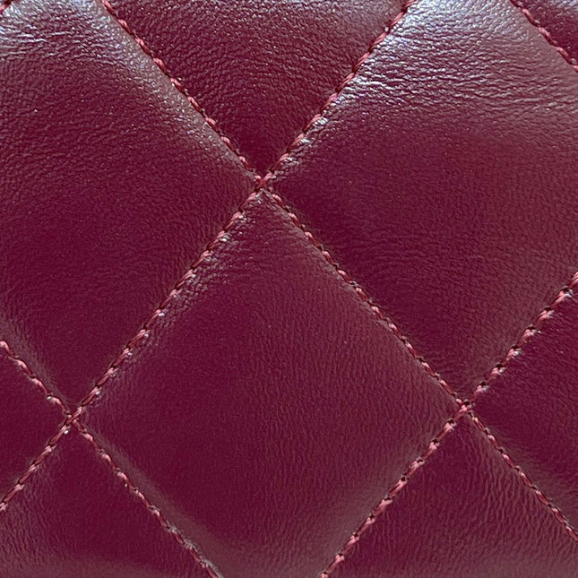 CHANEL TOP HANDLE 19 IN WINE RED LAMBSKIN GOLD HARDWARE