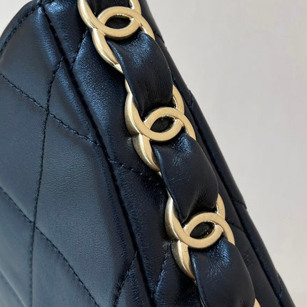 CHANEL HOBO 24 IN BLACK LAMBSKIN GOLD HARDWARE