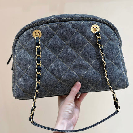 BOWLING BAG 33 IN SANTAS GRAY DENIM GOLD HARDWARE