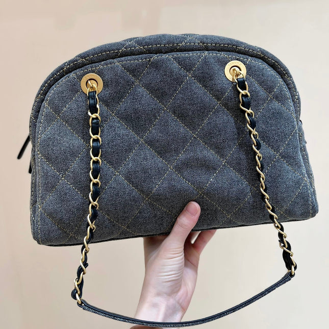 BOWLING BAG 33 IN SANTAS GRAY DENIM GOLD HARDWARE