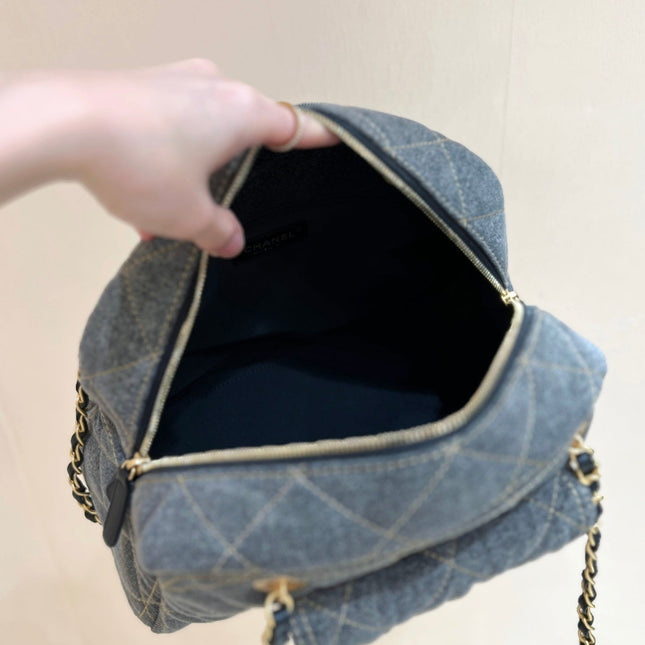 BOWLING BAG 33 IN SANTAS GRAY DENIM GOLD HARDWARE