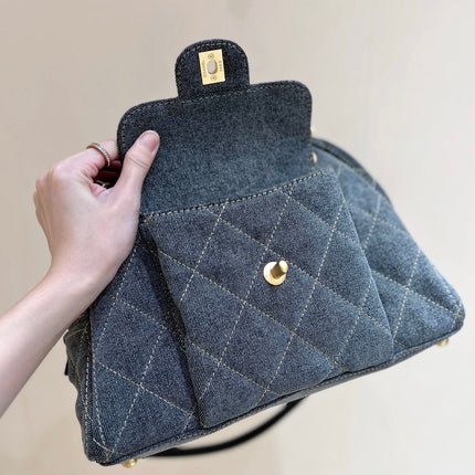 BOWLING BAG 33 IN SANTAS GRAY DENIM GOLD HARDWARE