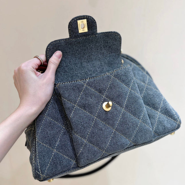 BOWLING BAG 33 IN SANTAS GRAY DENIM GOLD HARDWARE