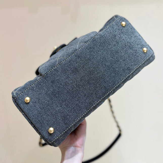 BOWLING BAG 33 IN SANTAS GRAY DENIM GOLD HARDWARE