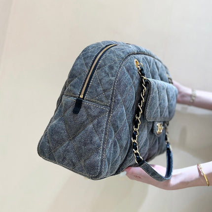 BOWLING BAG 44 IN SANTAS GRAY DENIM GOLD HARDWARE