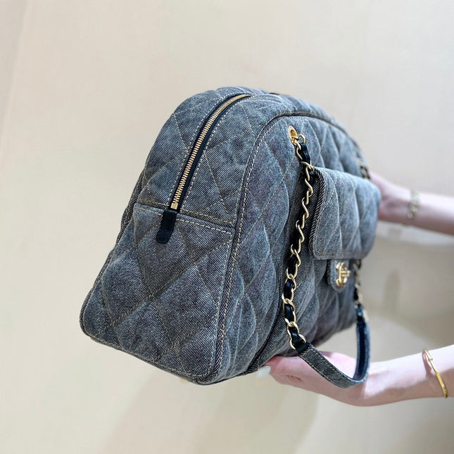 BOWLING BAG 44 IN SANTAS GRAY DENIM GOLD HARDWARE