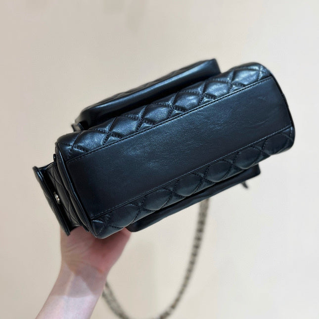 CHANEL CAMERA BAG 24 IN CONGO BLACK SHINY CALFSKIN GOLD CHAIN