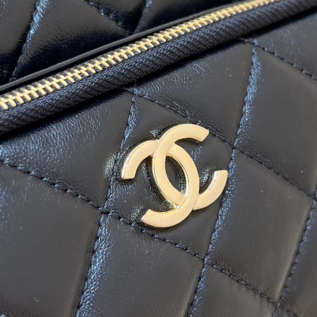 CHANEL CAMERA BAG 24 IN CONGO BLACK SHINY CALFSKIN GOLD CHAIN