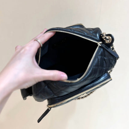 CHANEL CAMERA BAG 24 IN CONGO BLACK SHINY CALFSKIN GOLD CHAIN
