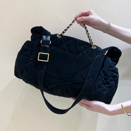 CHANEL HOBO 44 IN COCONEIGE BLACK NYLON VELVET GOLD HARDWARE