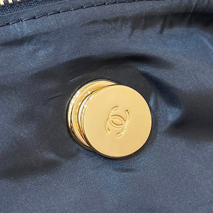 CHANEL HOBO 44 IN COCONEIGE BLACK NYLON VELVET GOLD HARDWARE