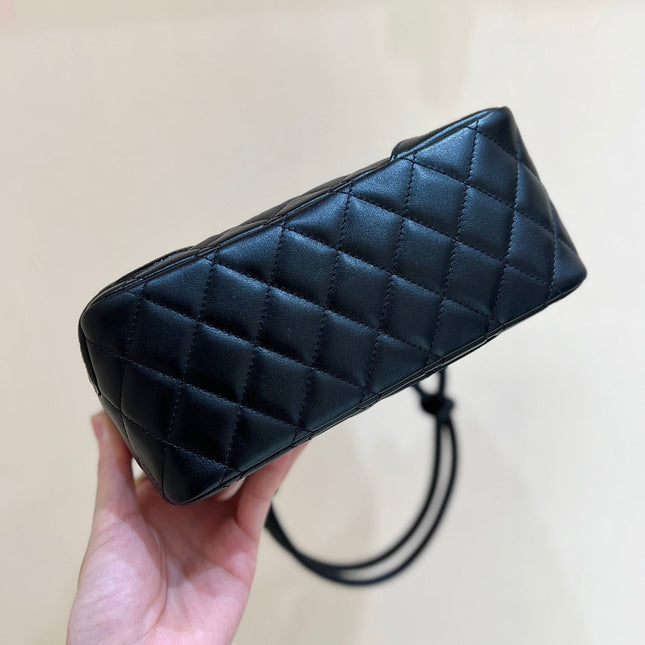 25S CHANEL CAMBON BOSTON BAG 21 IN BLACK CALFSKIN SILVER HARDWARE