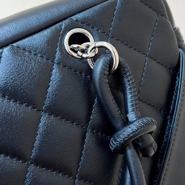 25S CHANEL CAMBON BOSTON BAG 21 IN BLACK CALFSKIN SILVER HARDWARE