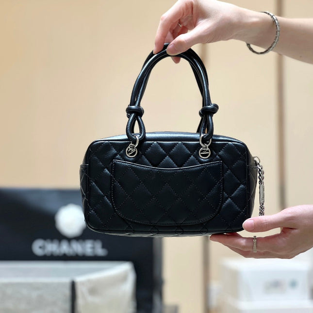 25S CHANEL CAMBON BOSTON BAG 27 IN FULL BLACK CALFSKIN