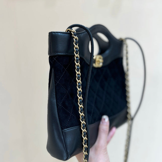 CHANEL 25S MINI SHOPPING BAG 23 IN BLACK LAMBSKIN AND SUEDE