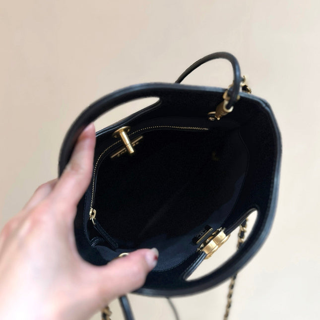 CHANEL 25S MINI SHOPPING BAG 23 IN BLACK LAMBSKIN AND SUEDE