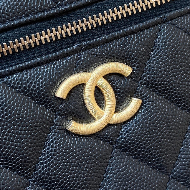 CHANEL 25S VANITY CASE 19 IN BLACK CALFSKIN GOLD HARDWARE