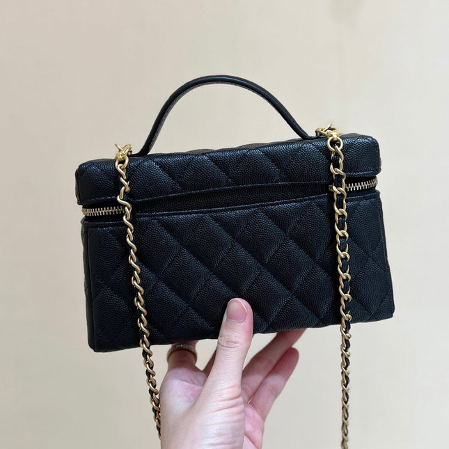 CHANEL 25S VANITY CASE 19 IN BLACK CALFSKIN GOLD HARDWARE