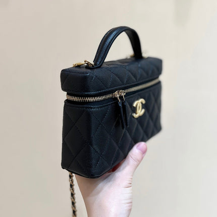 CHANEL 25S VANITY CASE 19 IN BLACK CALFSKIN GOLD HARDWARE