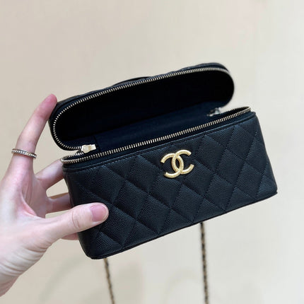 CHANEL 25S VANITY CASE 19 IN BLACK CALFSKIN GOLD HARDWARE