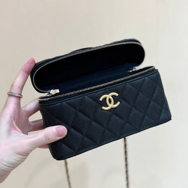 CHANEL 25S VANITY CASE 19 IN BLACK CALFSKIN GOLD HARDWARE