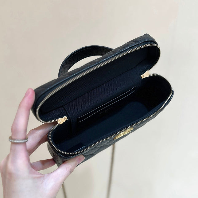 CHANEL 25S VANITY CASE 19 IN BLACK CALFSKIN GOLD HARDWARE
