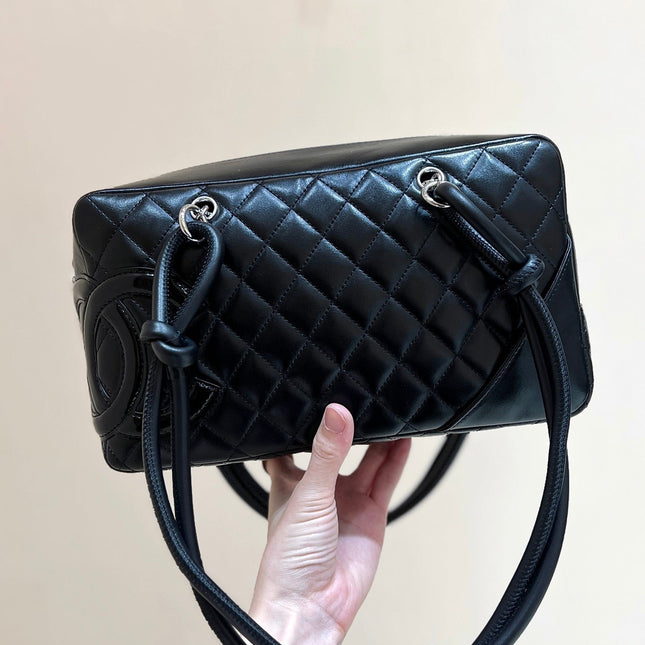 25S CHANEL CAMBON BOSTON BAG 27 IN FULL BLACK CALFSKIN
