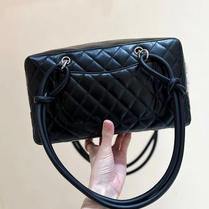 25S CHANEL CAMBON BOSTON BAG 27 IN FULL BLACK CALFSKIN