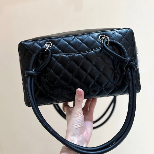 25S CHANEL CAMBON BOSTON BAG 27 IN FULL BLACK CALFSKIN