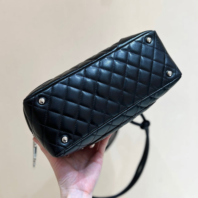 25S CHANEL CAMBON BOSTON BAG 27 IN FULL BLACK CALFSKIN