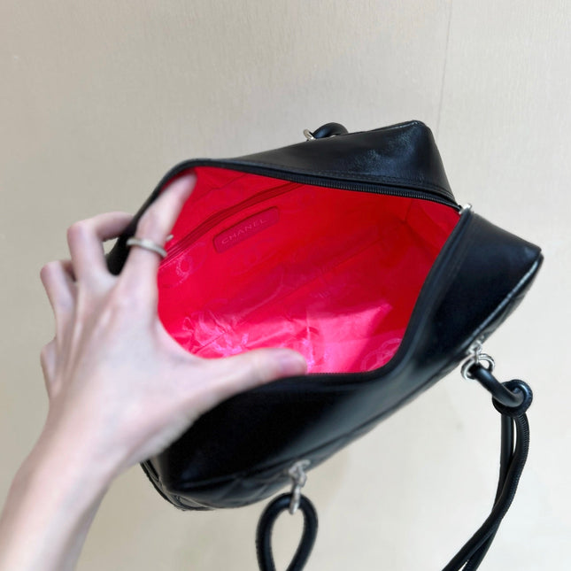 25S CHANEL CAMBON BOSTON BAG 27 IN FULL BLACK CALFSKIN