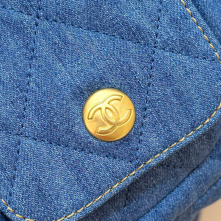 CHANEL 25S HOBO BAG 24 IN BLUE DENIM GOLD HARDWARE