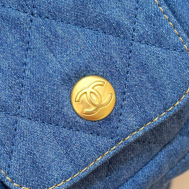 CHANEL 25S HOBO BAG 24 IN BLUE DENIM GOLD HARDWARE