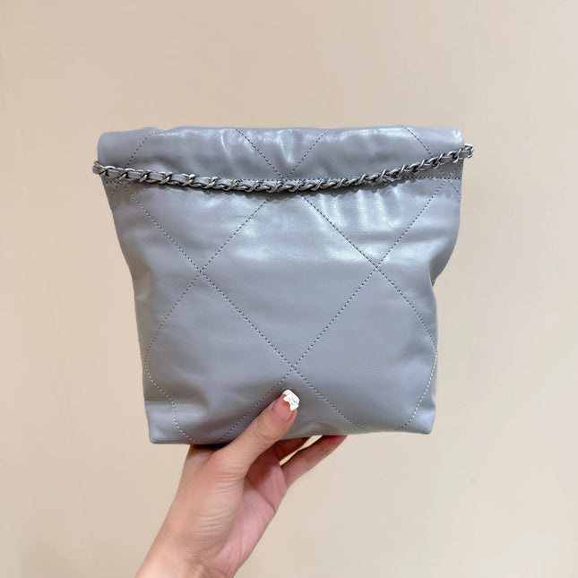 25S CHANEL HOBO MINI BAG 20 IN GREY LAMBSKIN